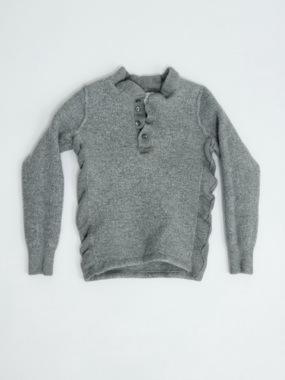 Ovadia & Sons Gray Soft Wool Blend Knit Henley Sweater Boys